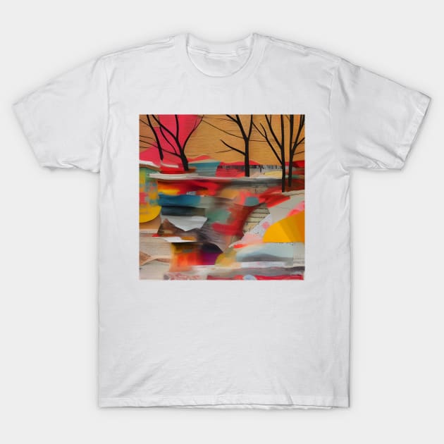 Bare Trees Abstract Collage T-Shirt by DANAROPER